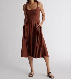 NWT Tencel Jersey Fit & Flare Dress in Brown Sz XL